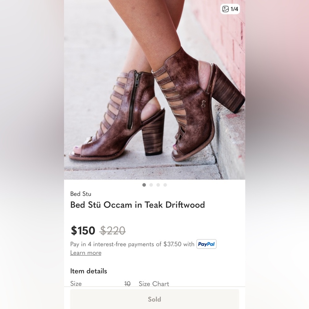 Bed|Stu Boho Occam Distressed Leather Caged Heeled Boots Sandals Womens 7 Tan - Picture 12 of 12